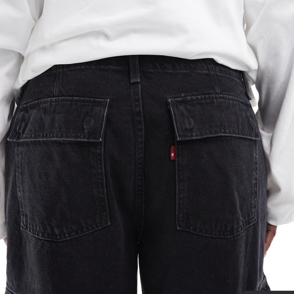 Levi's '94 Wide Baggy Black Cargo Y2K Cotton Jeans Adjustable Hem 24 x 3… - Picture 3 of 14